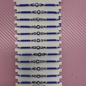 Blue Evil Eye Beaded Bracelets Set